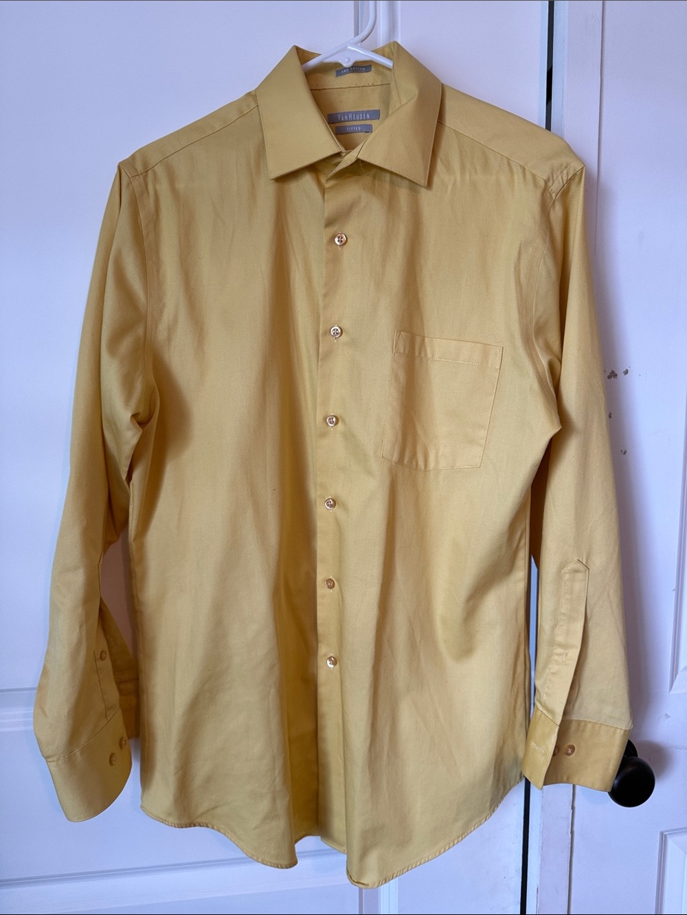 Van Heusen Yellow Classic Dress Shirt with Point Collar